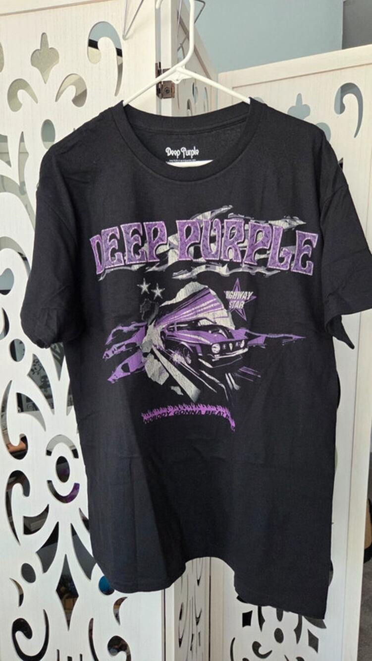 Deep Purple Highway Star Graphic T-Shirt Large Black NWOT Machine Head Rock Tee